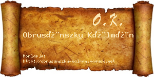 Obrusánszky Kálmán névjegykártya